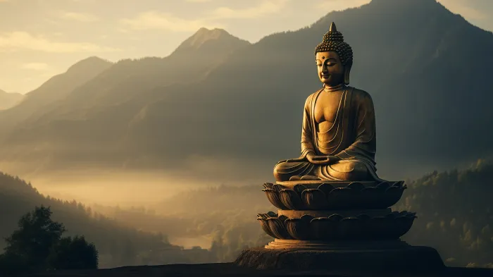 Mountain Valley Buddha Sunrise Canvas Print wall art print | PrintPosters.in